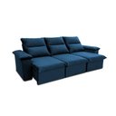 Ver imagem 1 de Sofá Retrátil Reclinável Paris 2,30m Suede Velut Azul Molas Ensacadas - King House