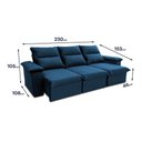 Ver imagem 5 de Sofá Retrátil Reclinável Paris 2,30m Suede Velut Azul Molas Ensacadas - King House