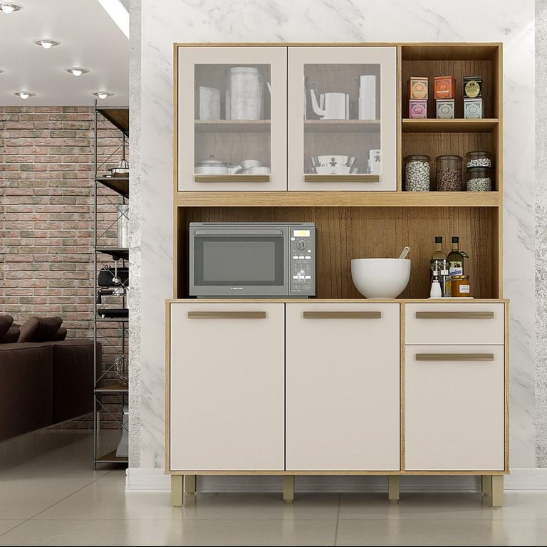 Armário Valdemóveis Rubi - 5 Portas 1 Gaveta – Cinamomo/off White – 12561.230