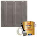 Ver imagem 1 de Kit 10 Pisos Tátil Direcional Cinza Pvc 25x25cm / Fita Crepe / Pincel / Cola Kisafix 750g