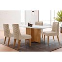Ver imagem 1 de Conjunto Sala de Jantar Berlim C/ Tampo Madeirado C/ Vidro Canto Curvo 90x90cm e 4 Cadeiras Dafne