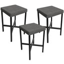 Ver imagem 1 de Kit 03 Banquetas Baixa Bar Cozinha Sala de Jantar Preto Stella L02 Linho Cinza Escuro - Lyam Decor
