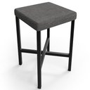 Ver imagem 3 de Kit 03 Banquetas Baixa Bar Cozinha Sala de Jantar Preto Stella L02 Linho Cinza Escuro - Lyam Decor