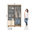 Ver imagem 3 de Guarda-roupa Solteiro 4 Portas 3 Gavetas em Mdp Caju