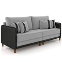 Ver imagem 2 de Sofá 3 Lugares Sala de Estar Living 212cm Asbury K01 Veludo Cinza Claro Couríssimo Preto - Lyam