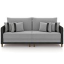 Ver imagem 3 de Sofá 3 Lugares Sala de Estar Living 212cm Asbury K01 Veludo Cinza Claro Couríssimo Preto - Lyam