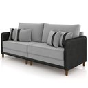 Ver imagem 6 de Sofá 3 Lugares Sala de Estar Living 212cm Asbury K01 Veludo Cinza Claro Couríssimo Preto - Lyam