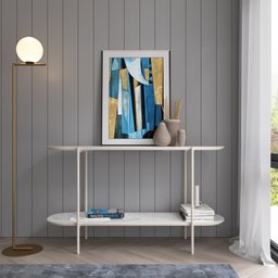 Aparador Hayden 135 cm - Off White Fosco c/ Mármore - 1