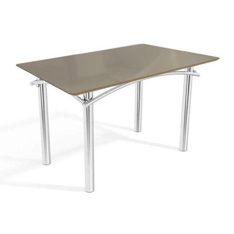 Mesa P/ Cozinha Elba Tampo Madeirado C/ Vidro 120cm Cromada/freijo Bonze - Kappesberg