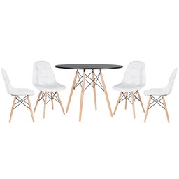 Mesa redonda Eames 100 cm + 4 cadeiras estofadas Eiffel Botonê - 1