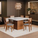 Ver imagem 2 de Conjunto Sala de Jantar Amsterdã New Mesa com Tampo Giratório 6 Cadeiras Santiago Madeirado/cinza