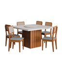 Ver imagem 1 de Conjunto Sala de Jantar Amsterdã New Mesa com Tampo Giratório 6 Cadeiras Santiago Madeirado/cinza