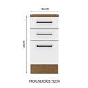 Ver imagem 3 de Balcão Armário de Cozinha 40 cm 3 Gavetas Rustic/Branco Agata Madesa