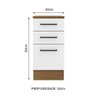 Balcão Armário de Cozinha 40 cm 3 Gavetas Rustic/Branco Agata Madesa - 3