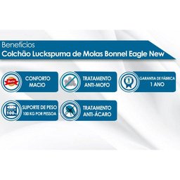Colchão Solteiro Luckspuma Molas Bonnel Eagle New Euro Pillow (88x188x22) -  - 3