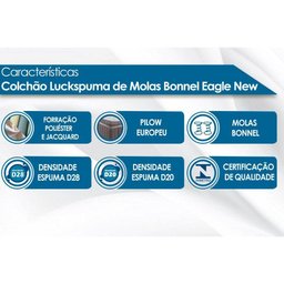 Colchão Solteiro Luckspuma Molas Bonnel Eagle New Euro Pillow (88x188x22) -  - 2