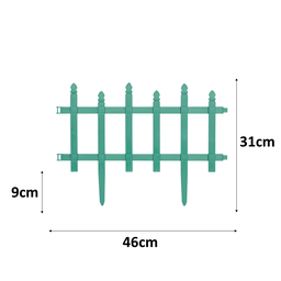 Kit com 1,4m de Cerca Estilo Madeira Plástica Decorativa para Jardim e Canteiro - Verde - 2
