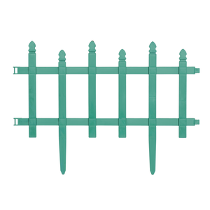 Kit com 1,4m de Cerca Estilo Madeira Plástica Decorativa para Jardim e Canteiro - Verde