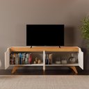 Ver imagem 2 de Rack Atenas para TV até 75 pol. 180 cm Off White/Naturalle - Mavaular