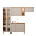 Ver imagem 1 de Cozinha Completa 4 Peças Arya 100% Mdf Jequitibá/gris Fosco - Sallar Home