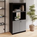 Ver imagem 1 de Estante Armário para Escritório 2 Portas com Chave 1 Prateleira MDP 80cm Cinza Sagrado F5 Office
