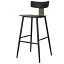 Ver imagem 2 de Kit 2 Banquetas Altas Analu Rivatti 100cm (alt) Assento Encosto Pp Preto Detalhe Pu Verde Base Aço