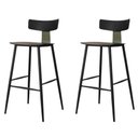 Ver imagem 1 de Kit 2 Banquetas Altas Analu Rivatti 100cm (alt) Assento Encosto Pp Preto Detalhe Pu Verde Base Aço