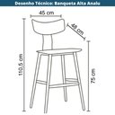 Ver imagem 7 de Kit 2 Banquetas Altas Analu Rivatti 100cm (alt) Assento Encosto Pp Preto Detalhe Pu Verde Base Aço