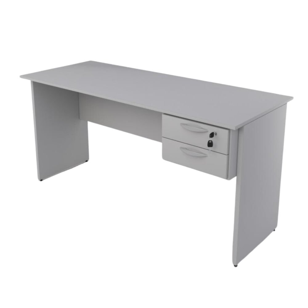 Mesa Secretaria Pe25 120x75x60 2 Gavetas Cinza - Pandin