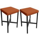 Ver imagem 1 de Kit 02 Banquetas Baixa Bar Cozinha Sala de Jantar Preto Stella L02 Tecido Terracota - Lyam Decor