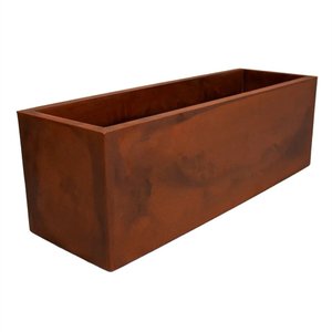 Vaso Floreira Jardineira Flat Polietileno 77x29x29cm Japi - Aço Corten