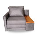 Ver imagem 1 de Poltrona Cama USB | Tampo Lateral | Tecido Suede – Pavia | 1 Lugar | Medida 100cm