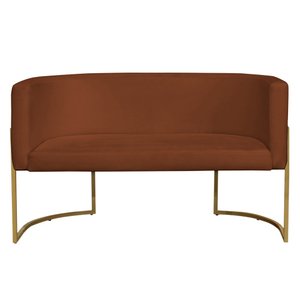 Namoradeira 2 Lugares Decorativa Luana Base Gold Veludo Terracota - Montanaris Decor Md Montanaris D
