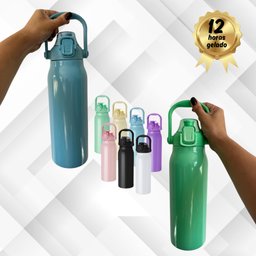 Garrafa Térmica Água Inox Academia Alça Tampa Não Vaza 12hs Quente/frio Copo Térmico Sport Preto - 5