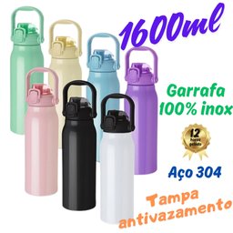 Garrafa Térmica Água Inox Academia Alça Tampa Não Vaza 12hs Quente/frio Copo Térmico Sport Preto - 2
