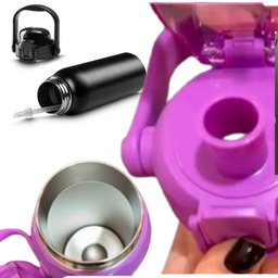 Garrafa Térmica Água Inox Academia Alça Tampa Não Vaza 12hs Quente/frio Copo Térmico Sport Preto - 7