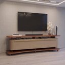 Ver imagem 5 de Rack com Painel para TV até 75 Polgadas com LED Pés Madeira Maciça Guarapari Espresso Moveis