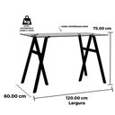 Ver imagem 3 de Escrivaninha Anm2737m Anima Office Tampo de Vidro 120 X 60 Cm Base em Metal Pintura Cor Madeira