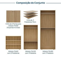 Estante Modular 3 Módulos 10 Portas 2 Kit Prateleira Frame CabeCasa MadeiraMadeira - 3