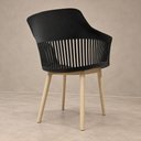 Ver imagem 3 de Cadeira de Jantar Design Marcela Bicolor Preta e Fendi com Estofado