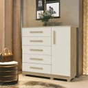 Ver imagem 1 de Comoda 5 gavetas 1 porta 1 colméia porta objetos 100% mdf OffWhite/Teka Teka