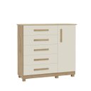 Ver imagem 2 de Comoda 5 gavetas 1 porta 1 colméia porta objetos 100% mdf OffWhite/Teka Teka