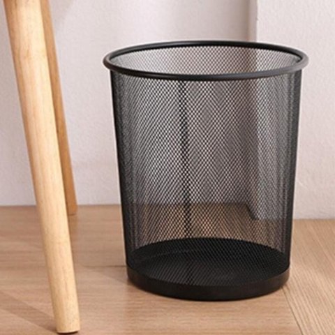 Cesto Lixeira Aramada de Metal 10L Telado Vazado Escritório Sala Consultório Decorativo Preto