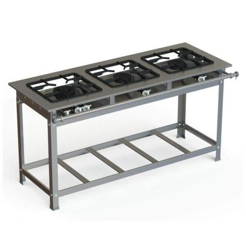 Fogão Industrial Inox 30x30 P7 3 Bocas Baixa Pressão 2 QS 1 QD - JL Colombo
