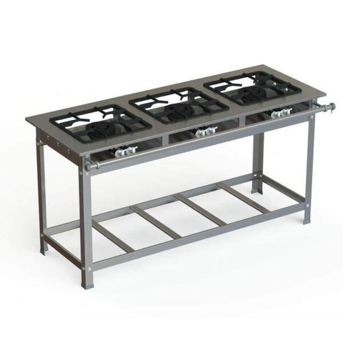 Fogão Industrial Inox 30x30 P7 3 Bocas Baixa Pressão 3 QD - JL Colombo