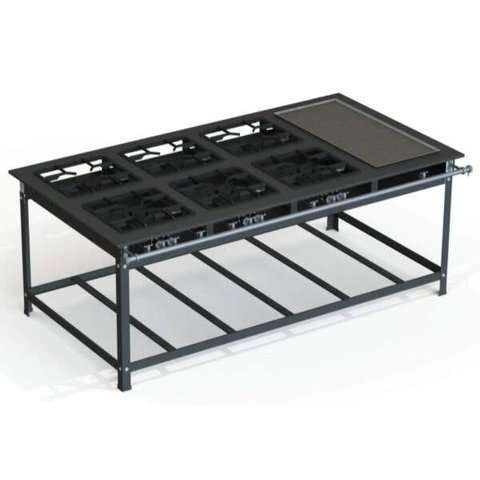Fogão Industrial 30x30 P7 6 Bocas Baixa Pressão 3 QS 3 QD com Chapa - JL Colombo