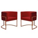 Ver imagem 1 de Kit 2 Poltronas Reforçada Decorativa Sala Nayara Base Ferro Bronze Suede Vermelho