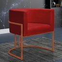 Ver imagem 2 de Kit 2 Poltronas Reforçada Decorativa Sala Nayara Base Ferro Bronze Suede Vermelho