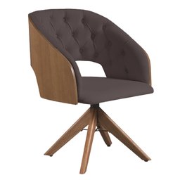 Poltrona Decorativa Giratória Núbia para Sala de Estar Veludo Marrom - Mobília Mobília - 1