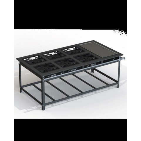 Fogão Industrial 40x40 P10 6 Bocas Baixa Pressão 6 QD com Chapa - JL Colombo